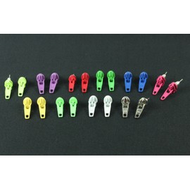 Miniblings Zip Stud Earrings Upcycling Light Green Handmade Fashion Jewellery I Earrings Stud Earrings, Metal