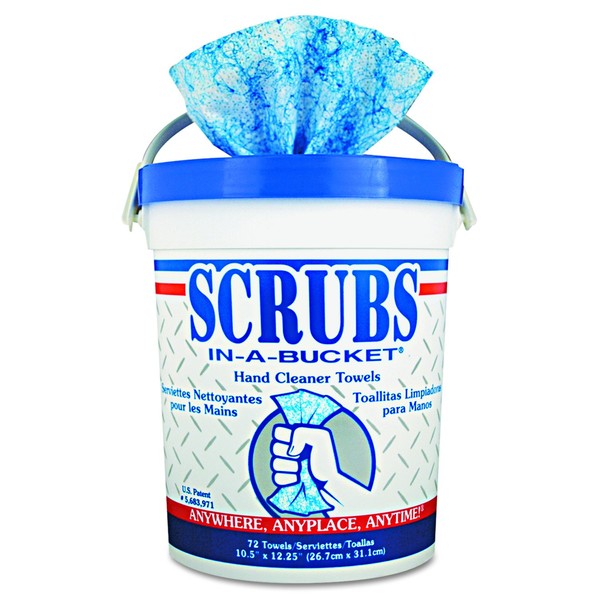 SCRUBS 42272CT Hand Cleaner Towels, 10 x 12, Blue/White (Case of 6)