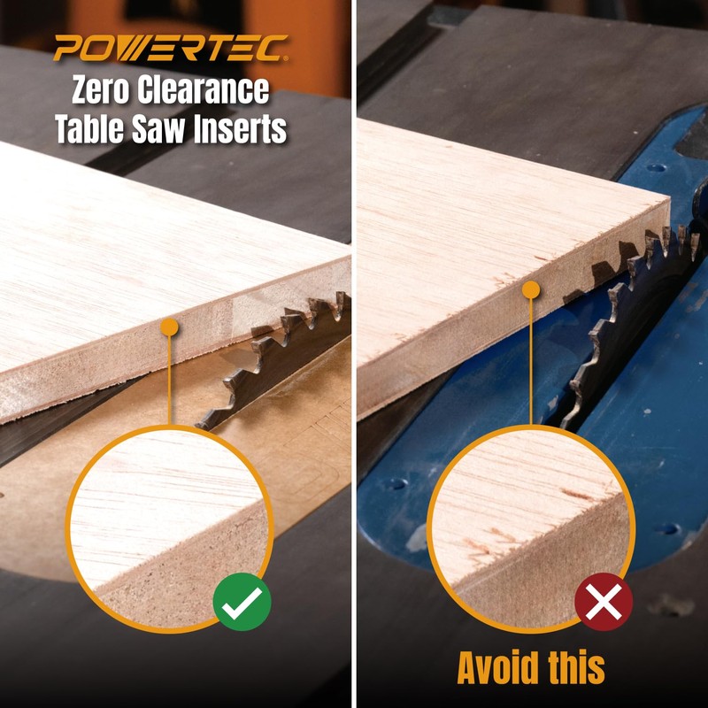 POWERTEC Zero Clearance Table Saw Insert 3-Pack – Fits Delta