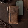 Moonster Leather Phone Holster – Genuine Full-Grain Buffalo Leather Cell