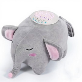 Baby Elephant Soother Toy with Starry Night Light Projector, Shushing Heartbeat Plush Stuffed Animal with Lullaby Music & White Noise for Newborn Sleep Aid, Perfect Infant Shower Gift