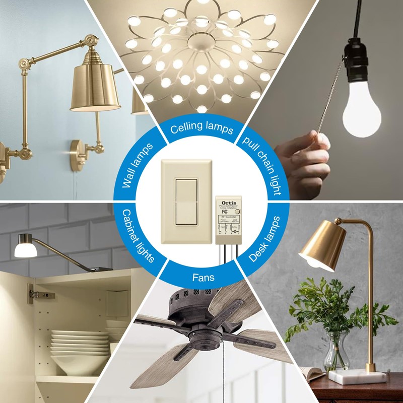 Wireless Light Switch and Receiver Kit, Ortis 300ft RF Range