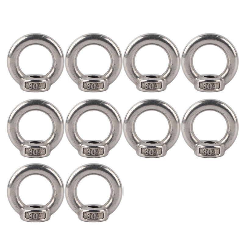 10Pcs Lifting Eye Nut Stainless Steel Ring Shape Fastener Tools