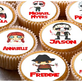 24 Horror Characters pre-cut edible kids childrens party decorations cupcake wafer toppers