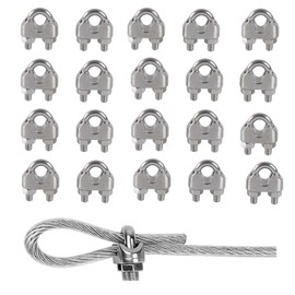 Rshuhx M4 Rope Clamp Wire Rope Clamp U Bolt Stainless Steel 304 Bow Shape Clamp Steel Cable for Cable Washing Line Wire Rope Cable Pack of 20