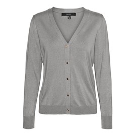 VERO MODA Women's Vmsilje LS V-Neck Cardigan Ga Noos Cardigan, Medium Grey Melange