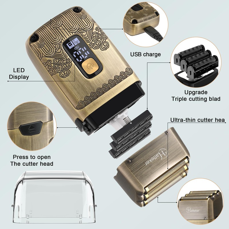 Hatteker Professional Hair Clipper Electric Razor Foil Shavers for Men