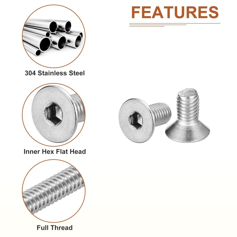 DTGN M5-0.8 x 10mm Flat Head Socket Cap Screws, 12