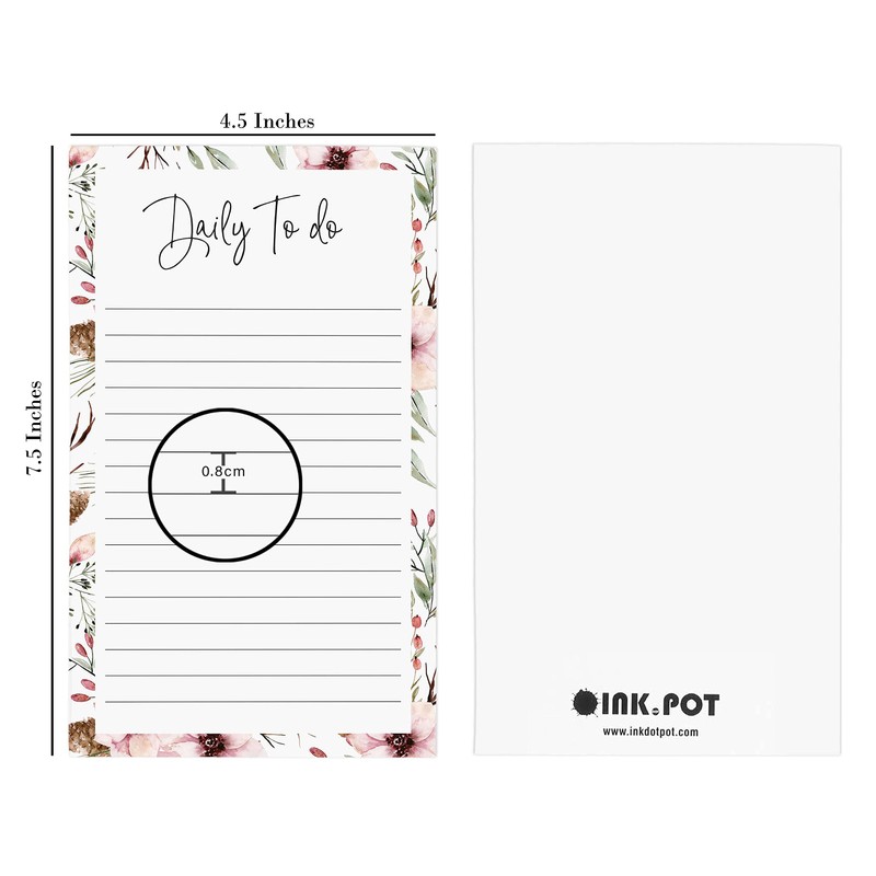 Inkdotpot Pack Of 2 Daily Planner List Undated Notepads, Memo