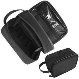 UPDAY Hanging Toiletry Bag for Men, Water-Resistant Travel Toiletries Organizer Dopp Kit with 11 Compartments, Waterproof Zipper and Fabric, Metal Hook