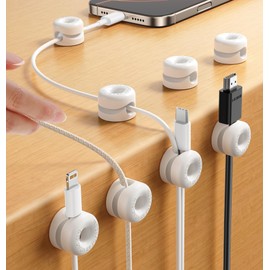 8Pack Cord Organizer JOYROOM Cable Clips [1s Side-Snap Lock] Silicone Cord Holder Cable Management, Adhesive Cord Clips Phone Charger Wire Keeper, Office Workspaces Desk Organization Home Accessories