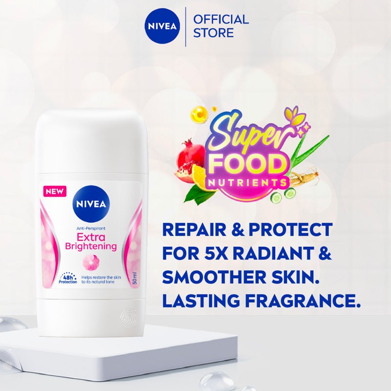 Nivea Female Deodorant Stick Extra Brightening Fresh Natural Dry Comfort