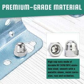 BACSHBY Pack of 5 Acorn Nuts M12 Stainless Steel A2 V2A Nut Black, High Shape DIN 1587 Hexagonal Cap Nuts for Screws, Threaded Bolts, Threaded Rods