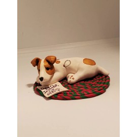 Celtic Forest Clay JACK RUSSELL Christmas Ornament w/NOTE "Dear Santa, it's a long story..." OOAK