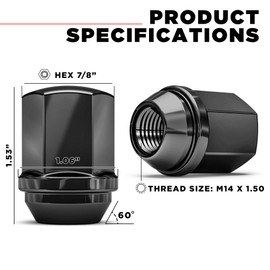 White Knight M14x1.5 Lug Nuts for Select GM and CDJR, Solid Piece Factory Style Black Chrome Standard (1.56") Duplex Bulge Acorn - 1709DBK-24AM, 24 Pack