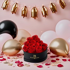 Generic BLOSSBLISS 12-Piece Preserved Flower Red Rose in a Heart Shape Box, Forever Love Rose for Wife, Eternal Rose Gifts for Her, Valentine's Day, Mothers Day, BBOX-12-RED