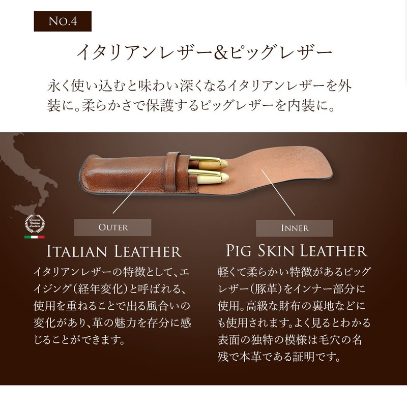 Dom Teporna Genuine Leather Pen Case 1-Pen, 2-Pen, 3-Pen Slots