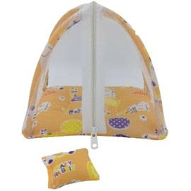 Laddu Gopal Luxury Bed Mosquito Net with Pillow/Machardani for Krishna Ji (Multicolour) Laddu Gopal Macharani/Net Night Bister/Machrdani, Bal Gopal Machar Dani Dress (Cotton) Fit for 0-5 Size