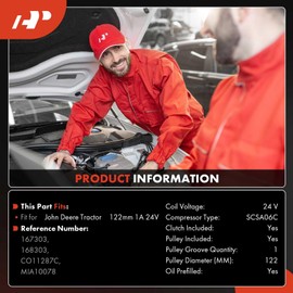 A-Premium Air Conditioner AC Compressor with Clutch Compatible with John Deere Tractor