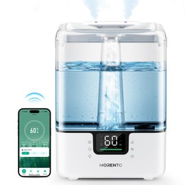 MORENTO Smart Humidifiers for Bedroom Large Room Home, 6L Cool Mist Top Fill Humidifier with Essential Oil Diffuser, Smart App & Voice Control, for Nursery & Plants, White, 1 Pack + 7 Color NightLight
