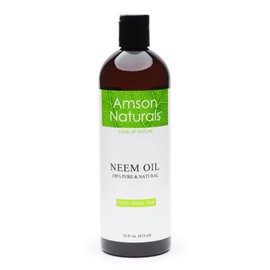 Neem Oil 16oz/473ml by Amson Naturals- Pure Natural, Cold Pressed, Multiple uses, DIY recipes.