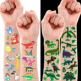 500 Pieces Dinosaur Temporary Tattoos Glow in The Dark for Kids - 40 Sheets Dinosaur Waterproof Tattoos Sticker for Boys Girls Party Supplies & Favors