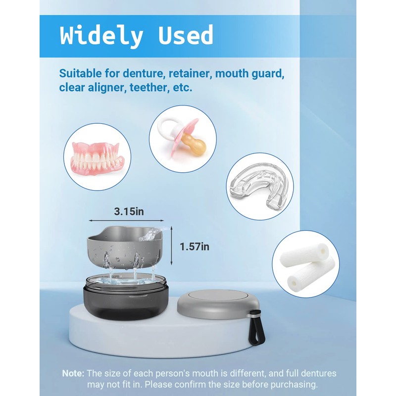 Denture Bath Case, Denture Cup, Leak Proof Portable Retainer Case,