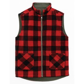 ZENTHACE Men's Reversible Casual Vest Flannel Fleece Lined Outdoor Work Safari Fishing Travel Vest Jacket Army Green L