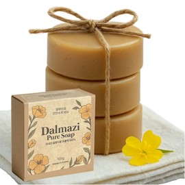 Dharmaji evening primrose extract 100% natural mildly acidic handmade soap, 3 packs, 100g / 달마지 달맞이꽃 추출액 100% 천연 약산성 수제 비누, 3개입, 100g