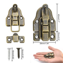 PERFETSELL 12 Suitcase Clasps, Silver Bronze Box Closure, Vintage Retro Snap Latch, Lever Closure, Antique Box Closure, Locking Latch with Screws for Cosmetic Case, Toolbox, Wooden Box