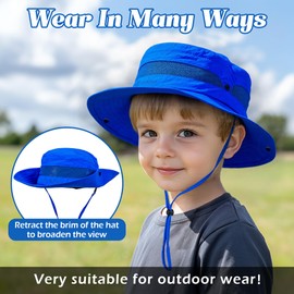 HONGTEYA Kids Sun Hat Summer UPF 50+ Outdoor Bucket Hat for Boys Girls Wide Brim Kids Hiking Beach Camping 5-13 (US, Age, 5 Years, 13 Years, Sky Blue)