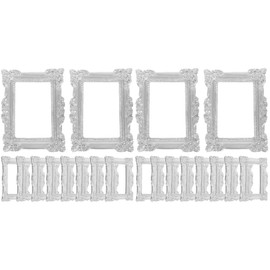 LOGOFUN 20 Pcs Vintage Resin Photo Frame Antique Picture Frame Mini Rectangular DIY Display Frames Jewelry Accessories (Silver) 4.80X3.60X0.70cm/1.89X1.41X0.28in