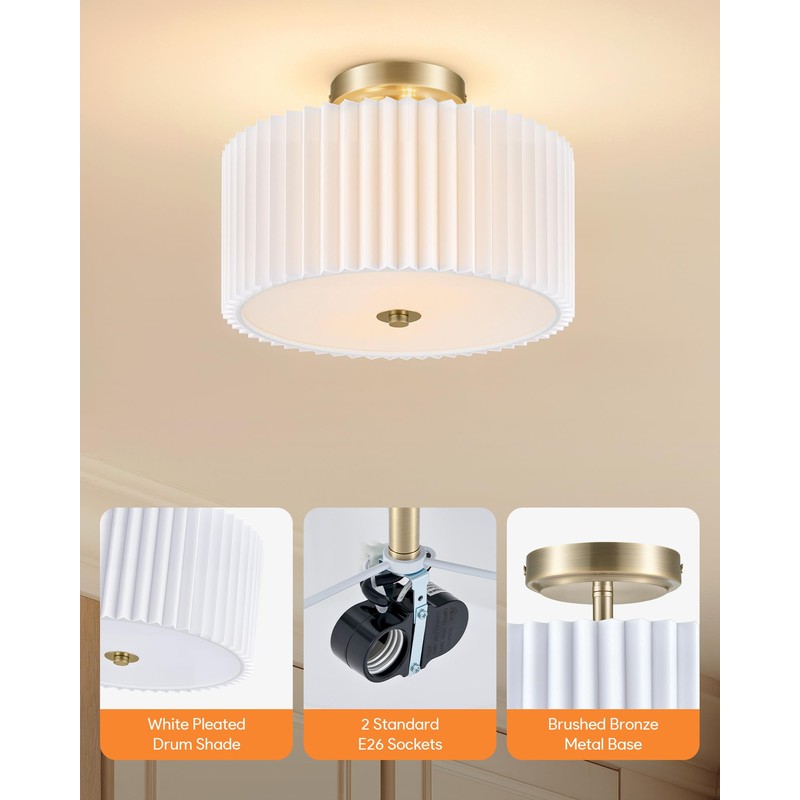 VONLUCE Semi Flush Mount Ceiling Light, 12.2" Ceiling Light Fixture