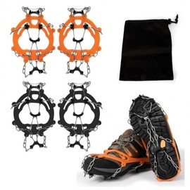 Crampons 8P chain anti-slip ice climbing crampons TPR band recommended outdoor orange