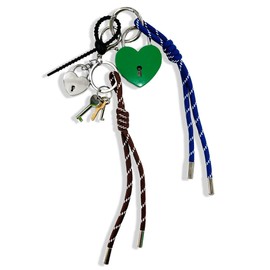 Macaroni Edge Bag Charm Heart Padlock Lanyard Key Holder Key Loss Prevention Korean Goods, green