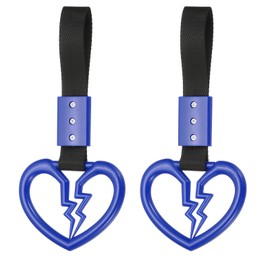 PATIKIL 2Pcs Broken Heart Shaped Car Handle Straps, Car Hanging Accessories Bumper Warning Ring Drift Charm for Auto Decor Interior Exterior Decoration, Blue