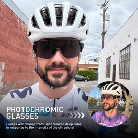 ​KAPVOE Photochromic Cycling Glasses for Men Women with UV400 Protection Sports Sunglasses for Mountain Biking Running MTB baseball softball