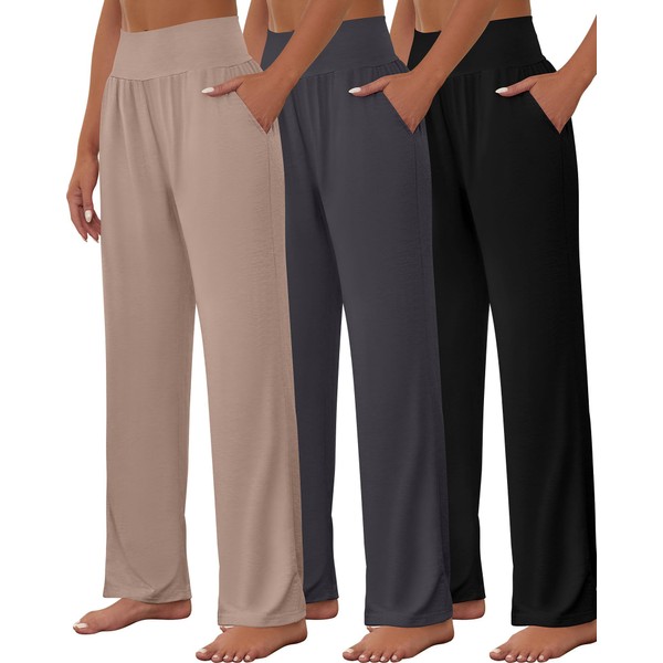 Neer 3 Pcs Women's Wide Leg Yoga Pant Comfy Loose