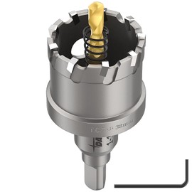 DAIMIT Hole Saw for Metal - Tungsten Carbide Tipped 1-1/2" Inch(38mm) Hole Cutter with Pilot Drill Bits for Stainless Steel, Iron, Copper, Brass - Heave Duty Hole Saw for High Precision Cutting