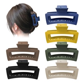 Hair Claw Clips For Thick Hair – Extra Large Claw Clip For Thick Hair Square Matte Hair Claw Clips for Women, Strong Hold Banana Clips for Women Girls - 6Pcs (Neutral)