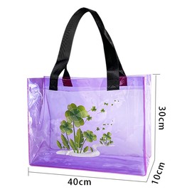 TotePrint Transparente PVC Handtasche mit Botanik-Muster – Durchsichtige Umhängetasche Stadion-zugelassen & Wasserdicht (B029-D2103-1-1012)