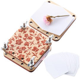 Leriton Micro Flower Press Kit 2.56 x 2.56 Inch Mini Wood Flower Press Kit Pocket Plant Leaf Preservation with 20 Specimen Papers for DIY Arts Crafts Pressing Plants