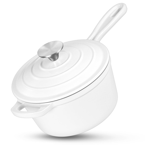 HaSteeL 1 QT Cast Iron Saucepan, Mini Enamel dutch oven