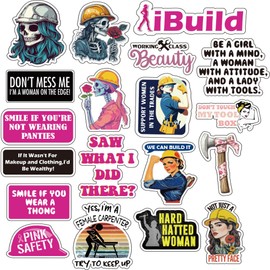 Women Hardhat Sticker | Funny Women in Trade Decals | Blue Collar Stickers for Car,Waterbottle,Phone,Laptop