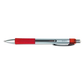 Universal 39722 Comfort Grip Retractable Gel Pen, Medium 0.7mm, Red Ink, Silver Barrel, Dozen
