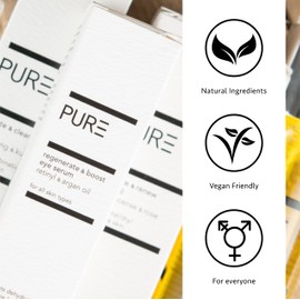 Regenerate & Boost Eye Serum from PURE Spa Skincare 15ml - Vegan, Anti-Ageing Eye Serum with Argan Oil and Vitamin A to Plump and Hydrate