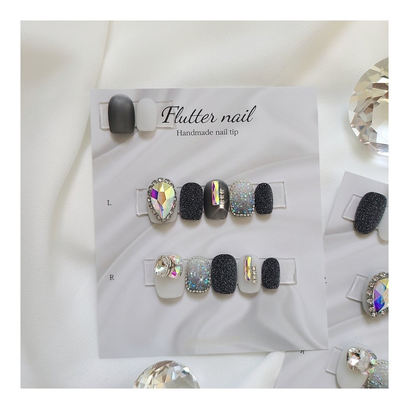 Black Purringle Pixie Handmade Nail Tip - Midi Ballet /
