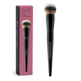 64 Pro Gently Foundation Brush, Professional Makeup Brush for Sensitive Skin, Soft Dense Bristles for Natural Coverage, Black