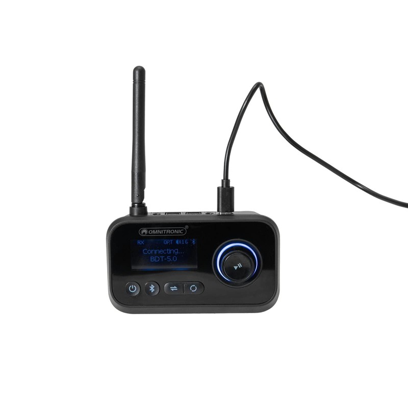 OMNITRONIC BDT-5.0 Bluetooth 5.0 Transceiver | 3-in-1-Bluetooth-Audioadapter mit Sender-, Empfänger-