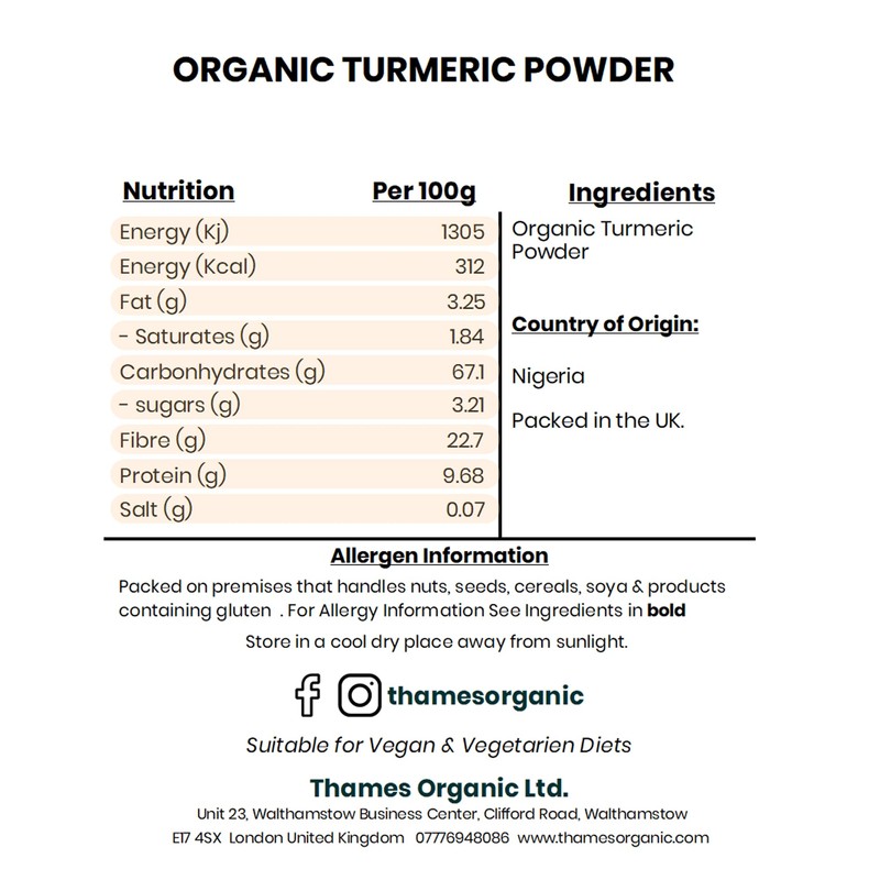 Organic Turmeric Powder - 100% Pure & Natural, No Additives,